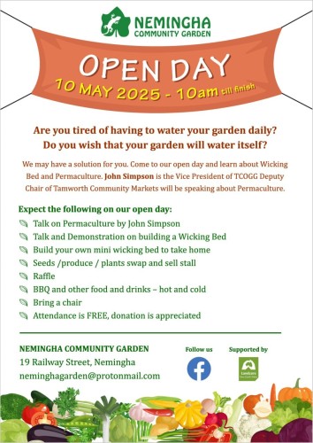 🌿 Our friends at Nemingha Community Garden are hosting a fantastic Open Day on Friday, May 10—and you're invited! 🌿