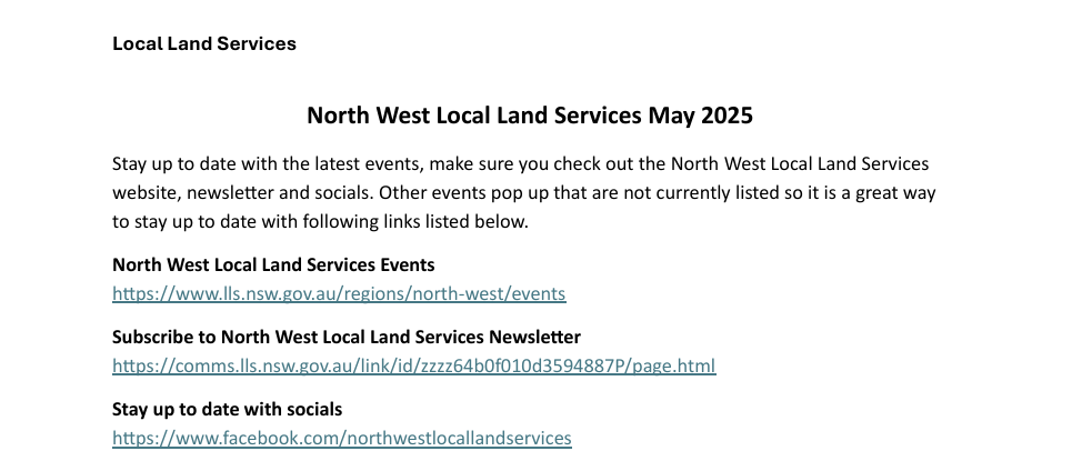 North West Local Land Services May 2025