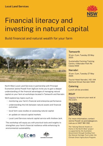 Financial Literacy and Investing in Natural Capital Sessions – Build Financial and Natural Wealth for Your Farm