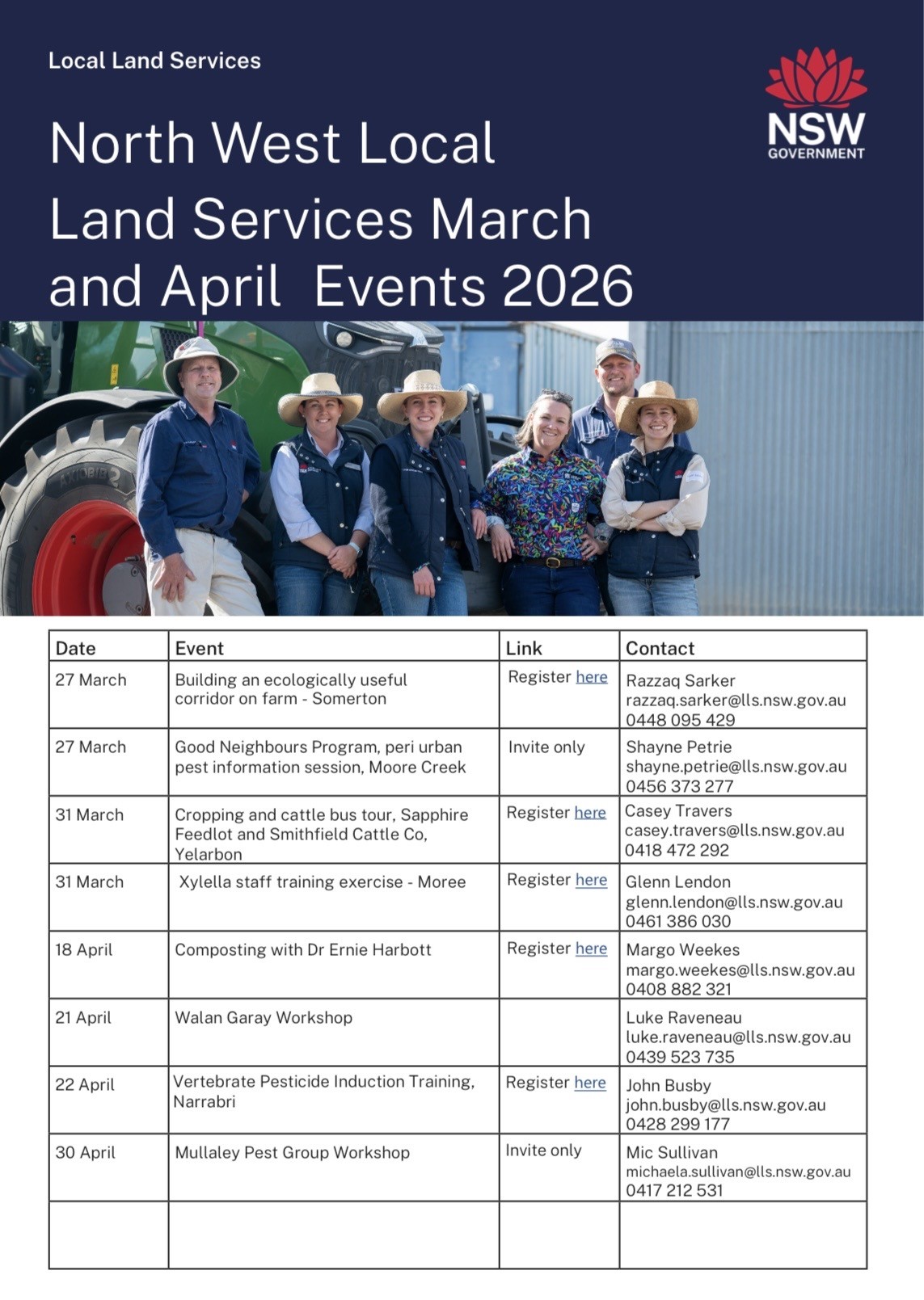 North West Local Land Services - March & April Events