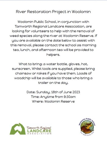 River Restoration Project in Woolomin
